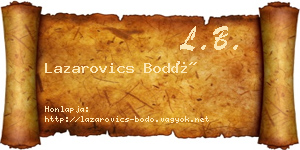 Lazarovics Bodó névjegykártya